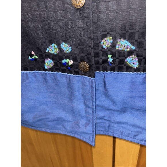 Alex Kim Beaded Jacket Women 2X Black Blue Buttons Lined NEW - Picture 6 of 9